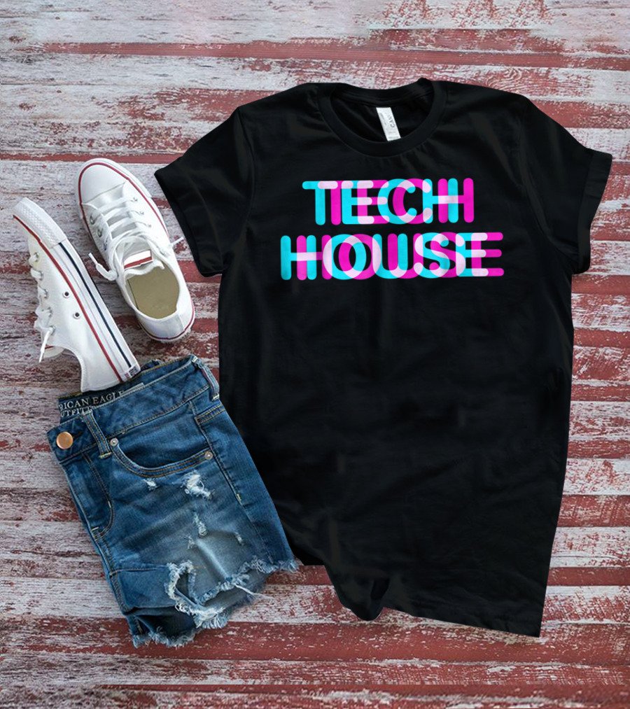 Tech House 3D Discotheque Music Retro Neon T-Shirt