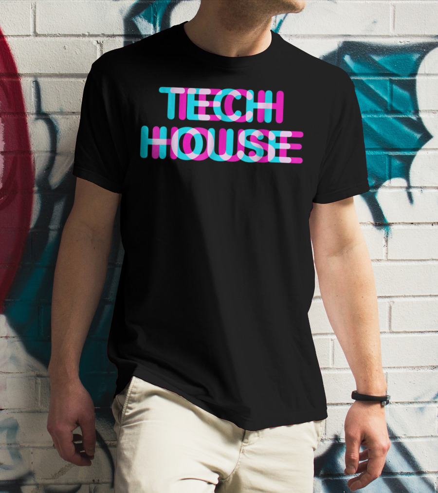 Tech House 3D Discotheque Music Retro Neon T-Shirt