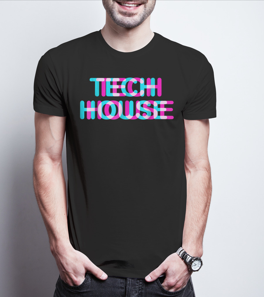 Tech House 3D Discotheque Music Retro Neon T-Shirt