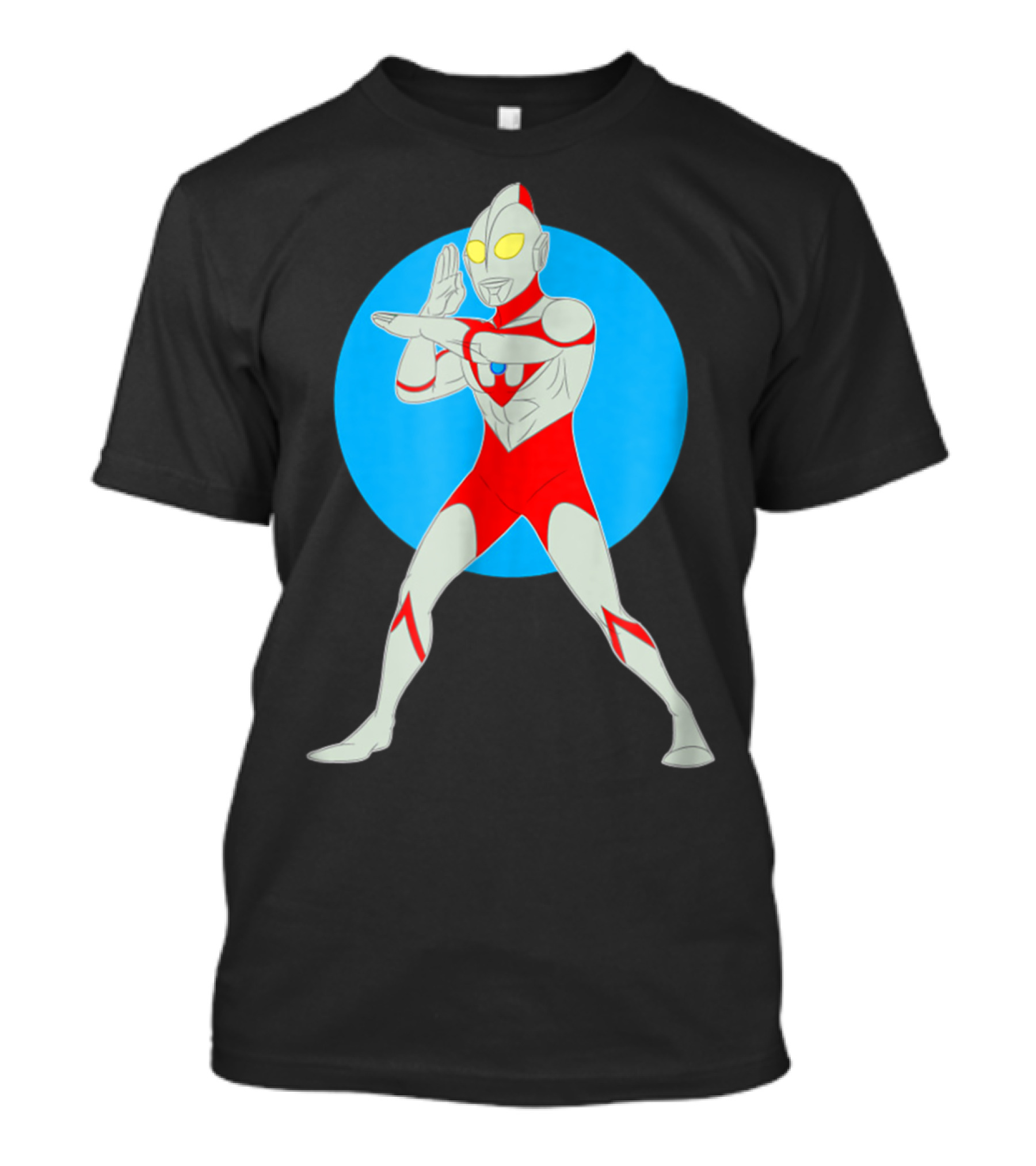 Ultraman Standing Pose With Blue Circle Background T-Shirt