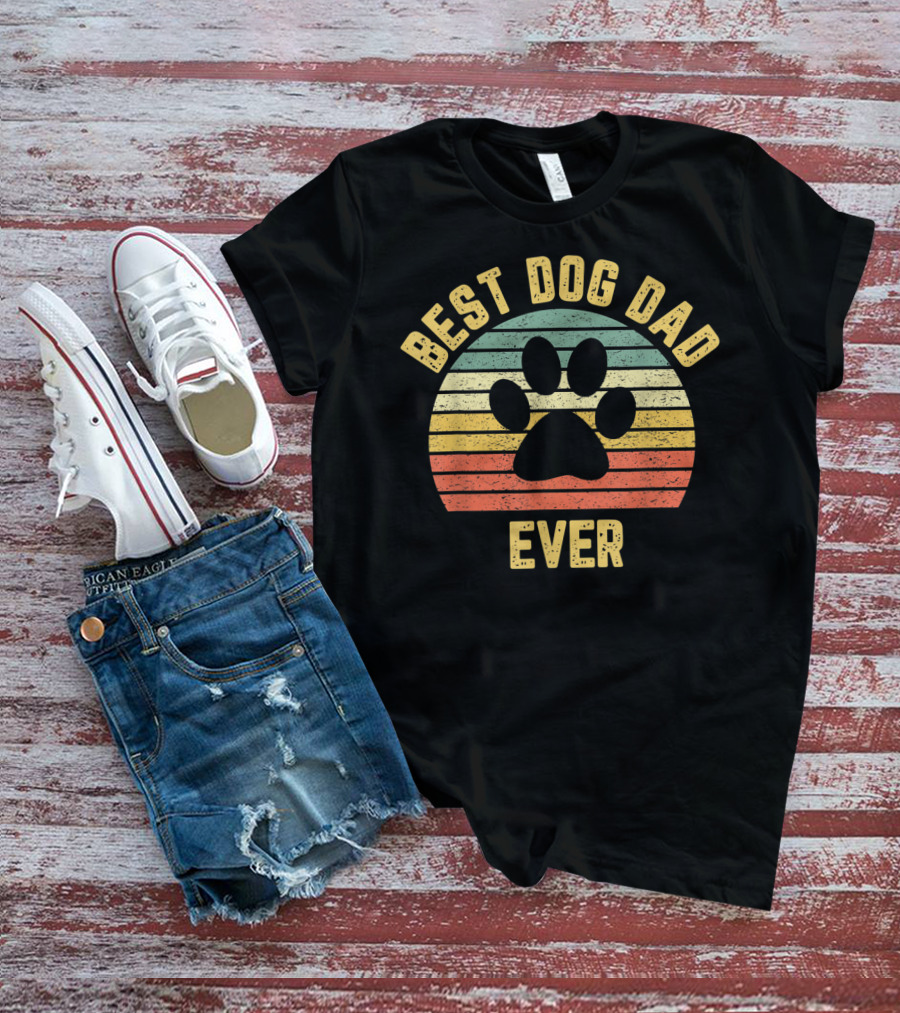 Best Dog Dad Ever Vintage Father's Day T-Shirt