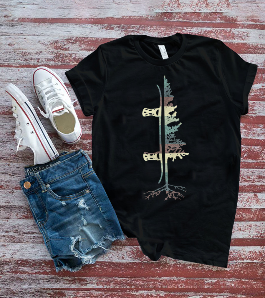Vintage Pine Double Snowboard Tree Roots T-Shirt