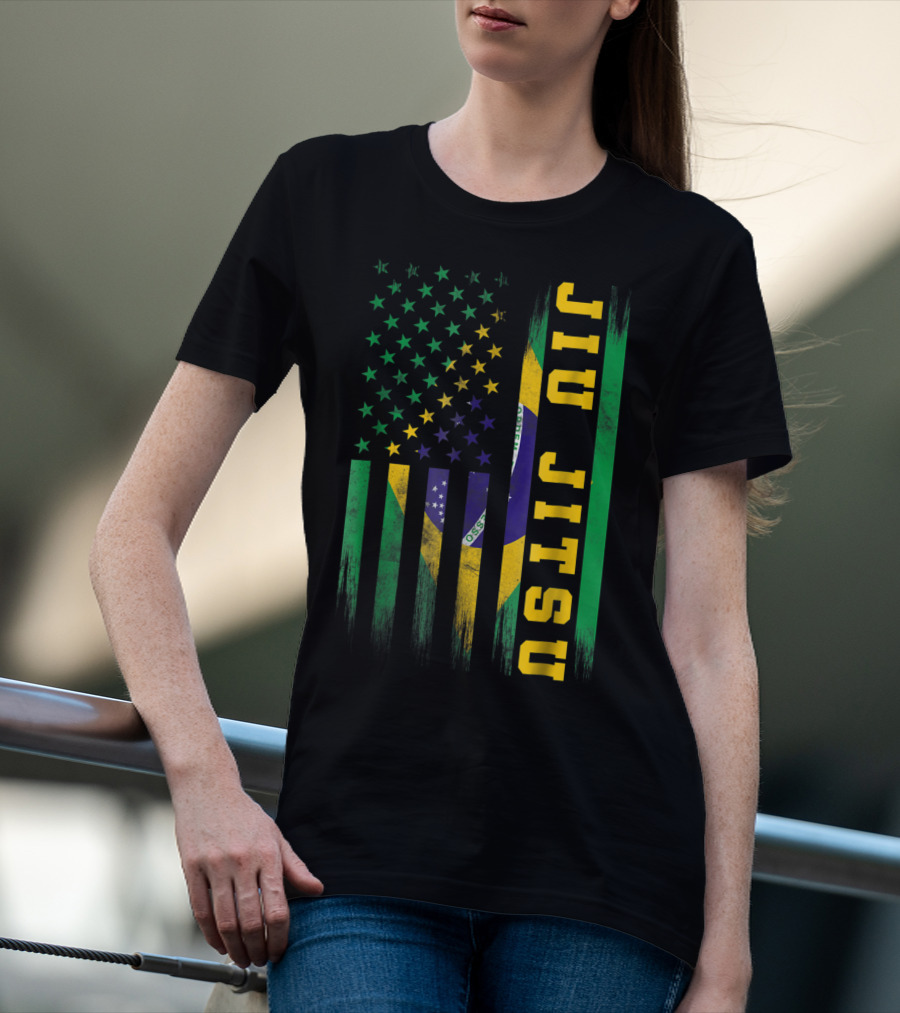 Jiu Jitsu Brazilian BJJ Brazil United States Flag T-Shirt