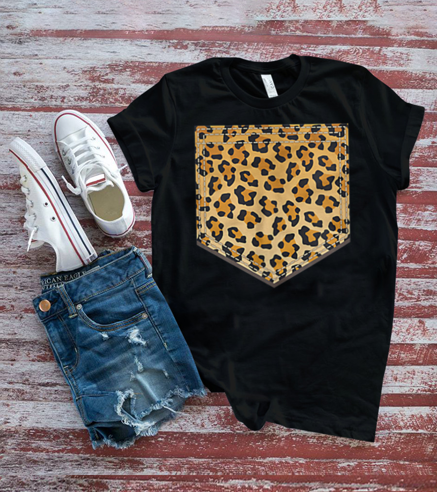 Leopard Print Pocket Cool Animal Lover Cheeta T-Shirt