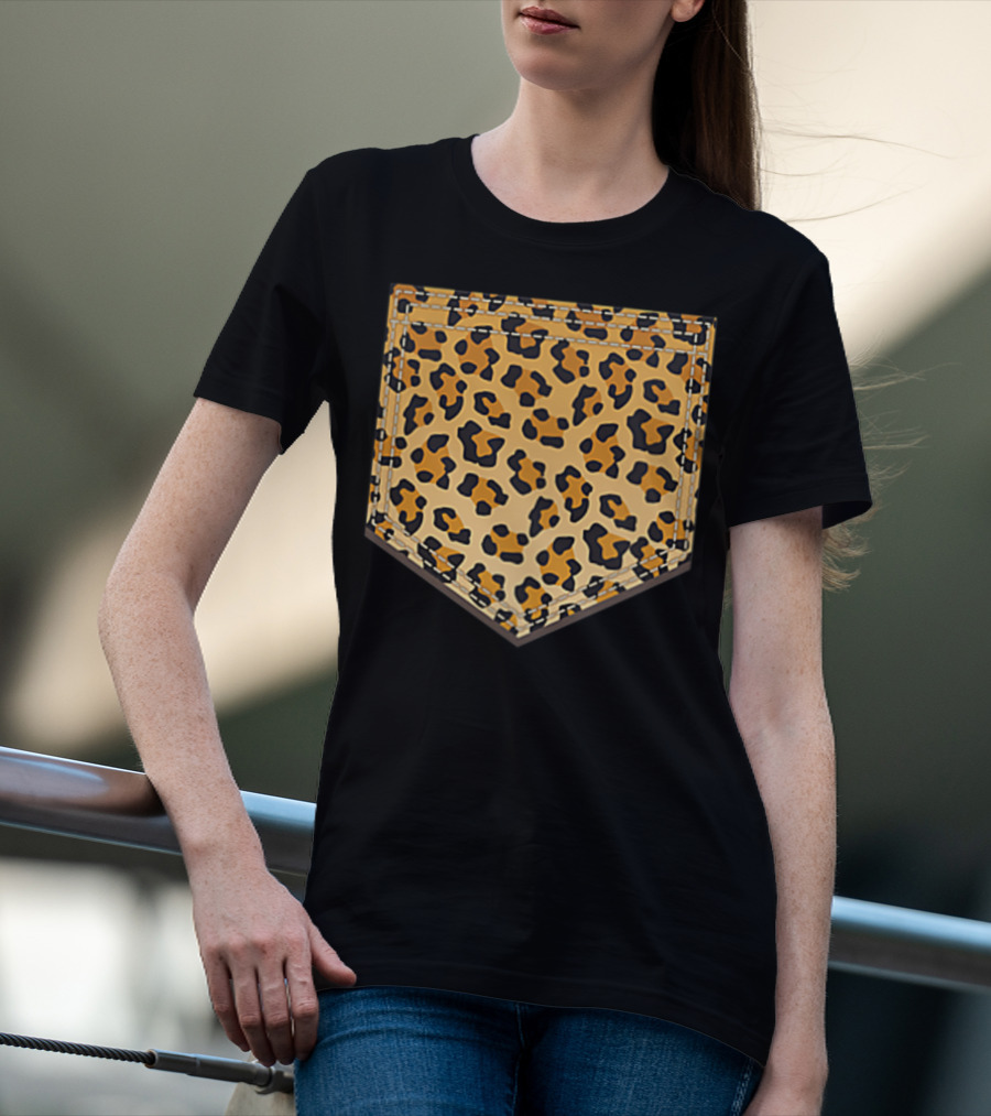 Leopard Print Pocket Cool Animal Lover Cheeta T-Shirt