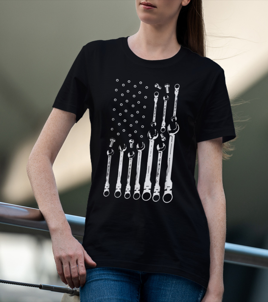 Mechanic Tools American Flag Patriotic USA T-Shirt