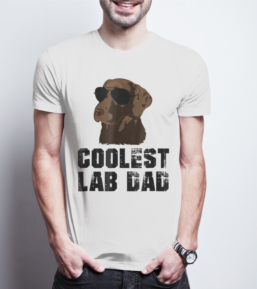 Coolest Lab Dad Funny Chocolate Labra Wearing Sunglasses T-Shirt