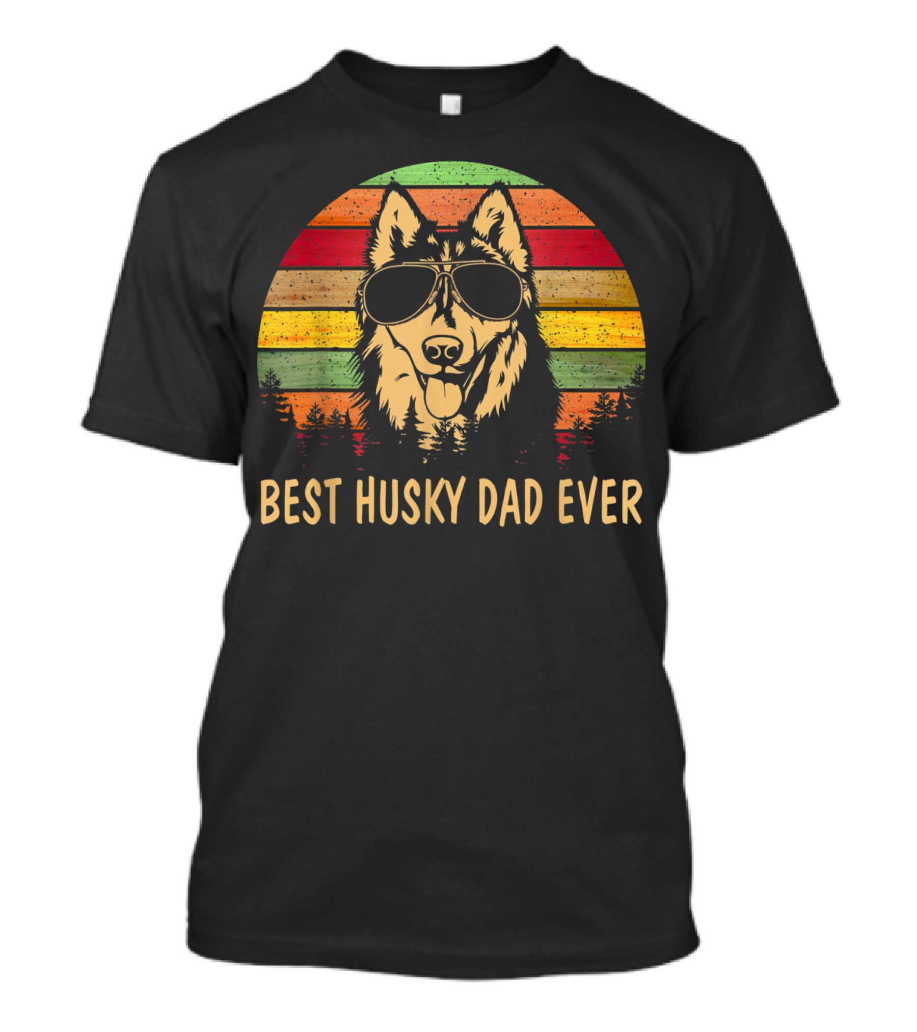 Best Husky Dad Ever Father's Day Men's Retro Sunglasses Dog T-Shirt