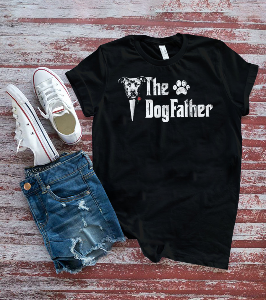 The DogFather Pitbull Dog Dad Father's Day Mens T-Shirt