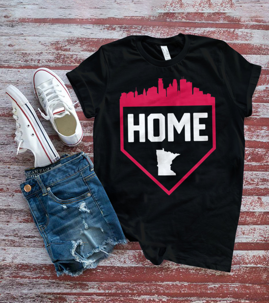 Minneapolis Minnesota Home Plate Baseball Skyline T-Shirt