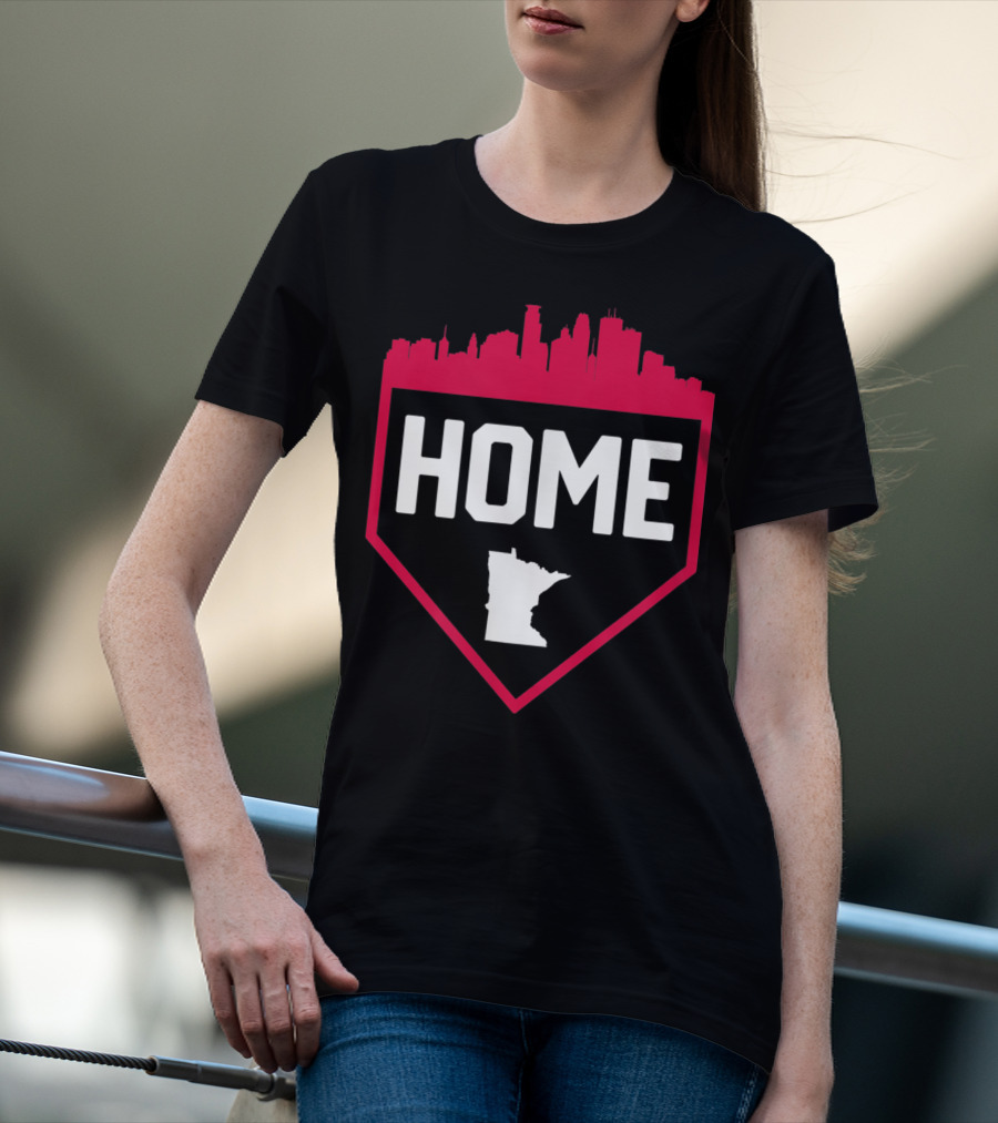 Minneapolis Minnesota Home Plate Baseball Skyline T-Shirt
