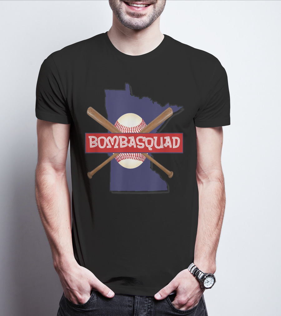 Bombasquad Minnesota Baseball Crossed Bats And Ball T-Shirt
