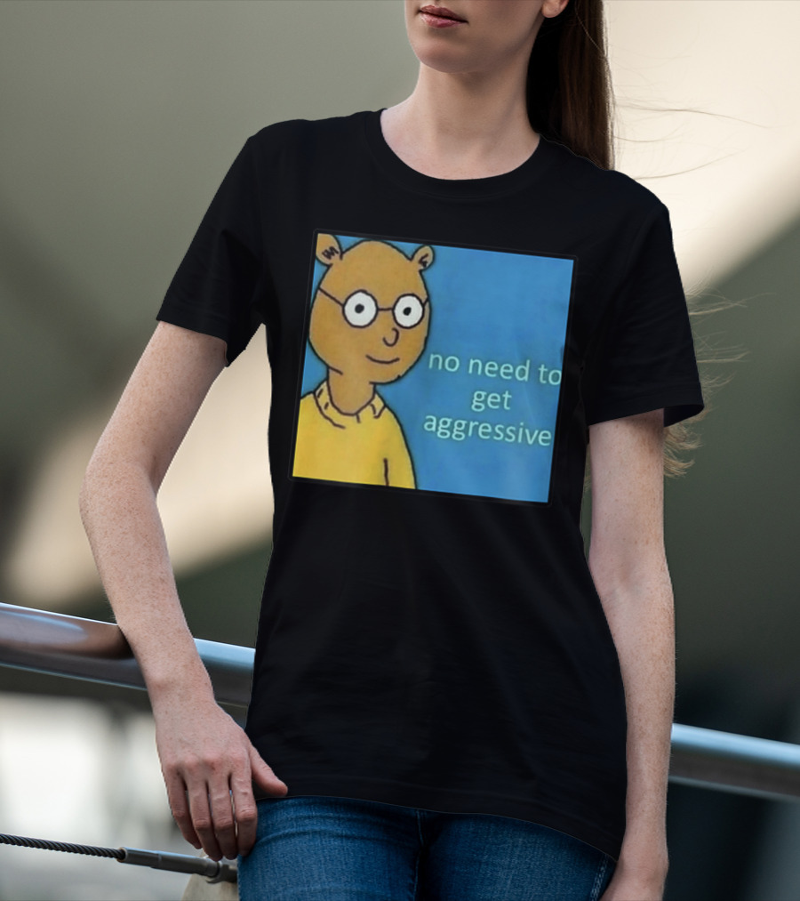 No Need To Get Aggressive Meme Bear Funny Aesthetic T-Shirt