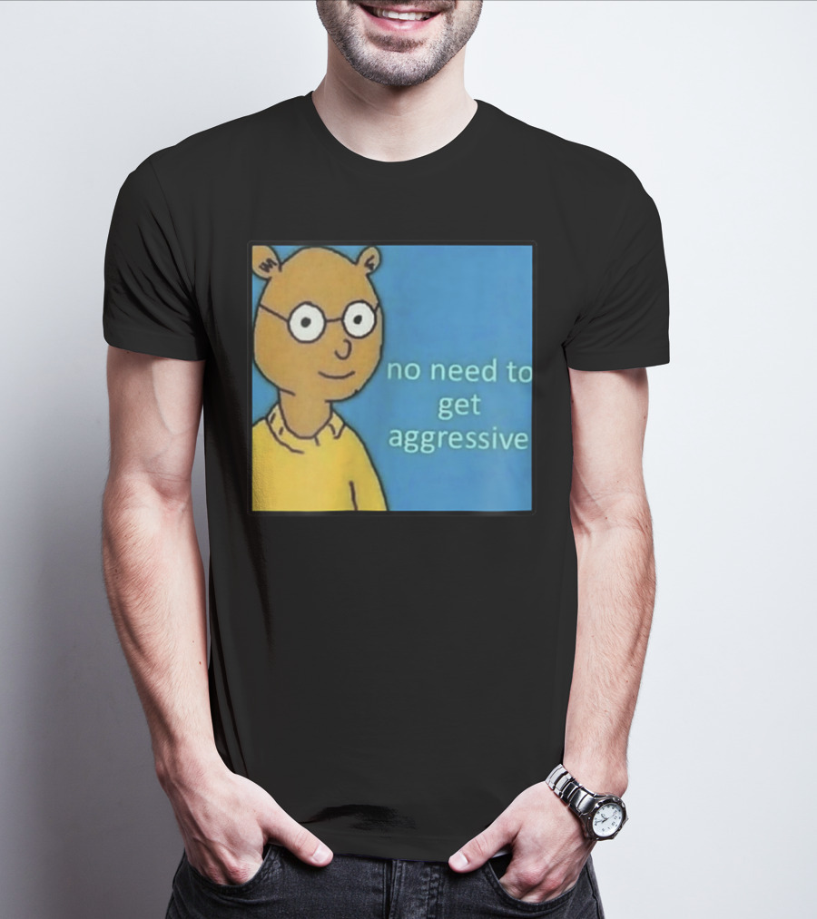 No Need To Get Aggressive Meme Bear Funny Aesthetic T-Shirt