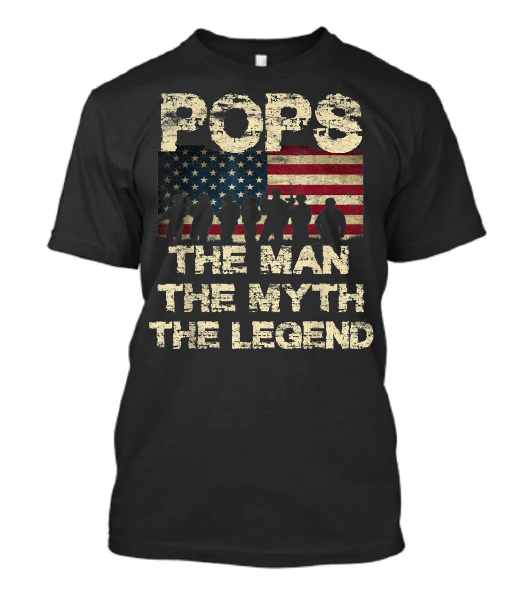 Pops The Man The Myth The Legend Dad American Flag T-Shirt