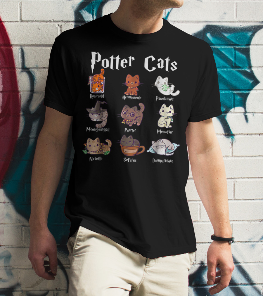 Potter Cats Pawter Kitten Purrfect Meowgonagall Hermiaownle Dumblepurr Pawdamort T-Shirt