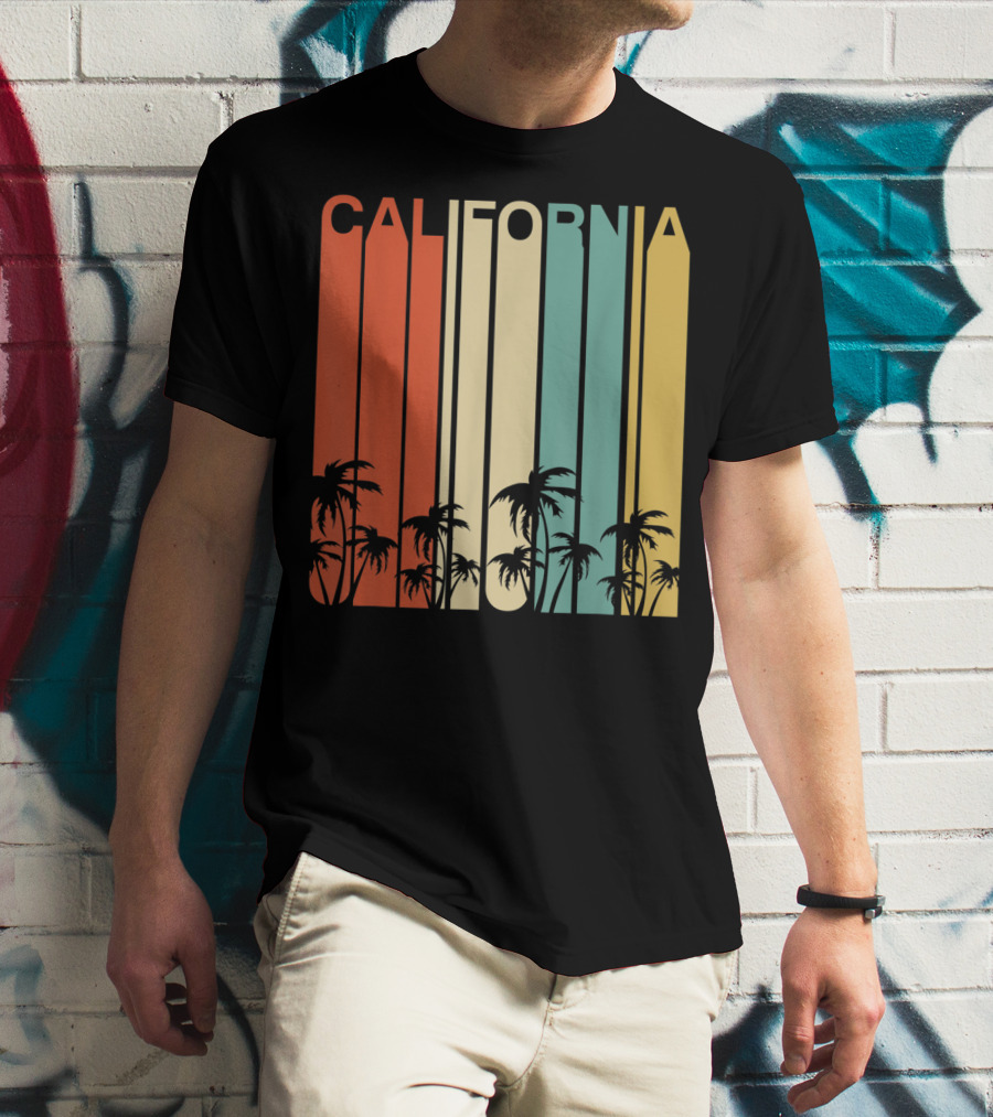 California Retro Surf Vintage 80s Beach Palms T-Shirt