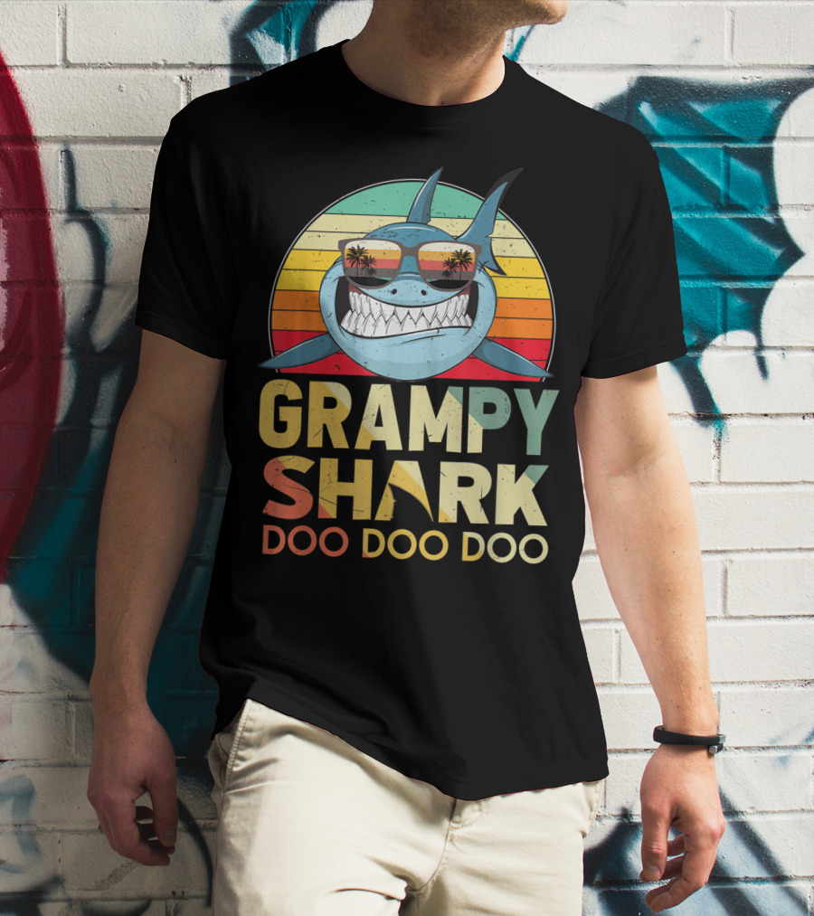 Grampy Shark Doo Doo Doo Retro Vintage T-Shirt