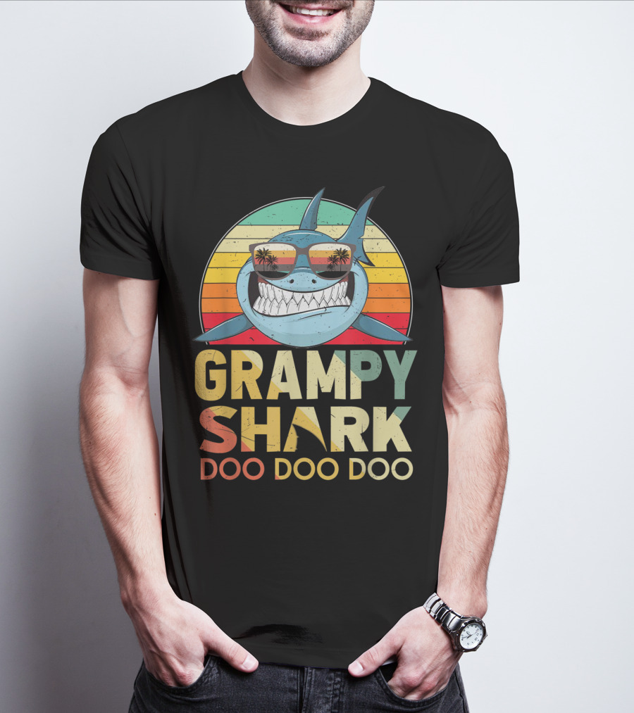 Grampy Shark Doo Doo Doo Retro Vintage T-Shirt