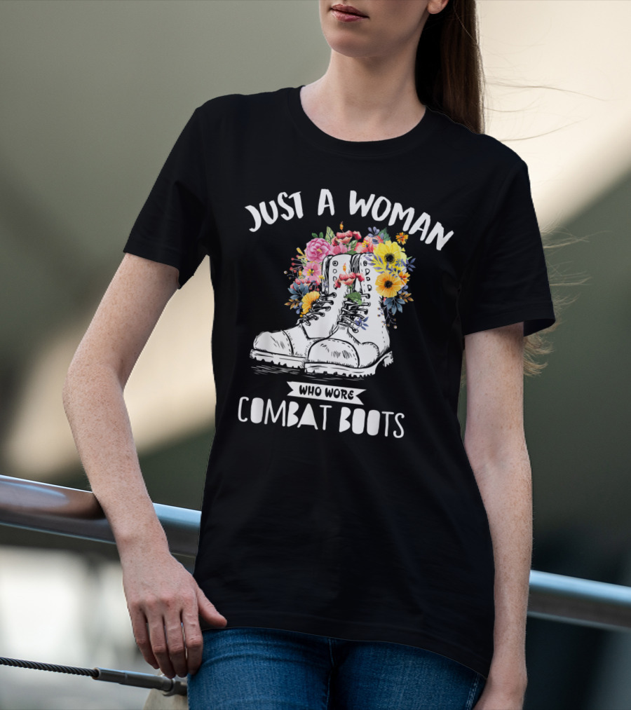 Just A Woman Who Wore Combat Boots Retro Vintage T-Shirt