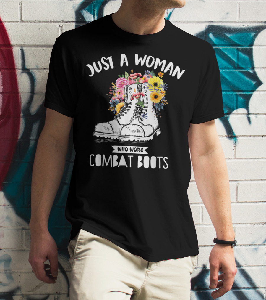 Just A Woman Who Wore Combat Boots Retro Vintage T-Shirt