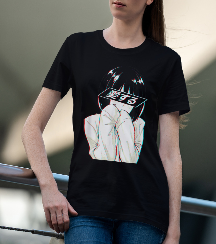 Sad Anime Girl Ai Suru Trashy Waifu Clothing Anime T-Shirt