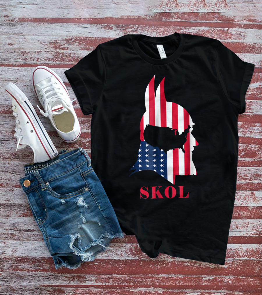 Skol Vikings Helmet USA Flag Minnesota T-Shirt