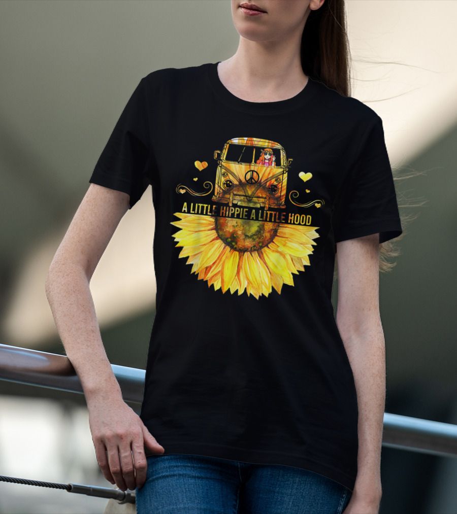 A Little Hippie A Little Hood Sunflower Bus Retro Vibes T-Shirt