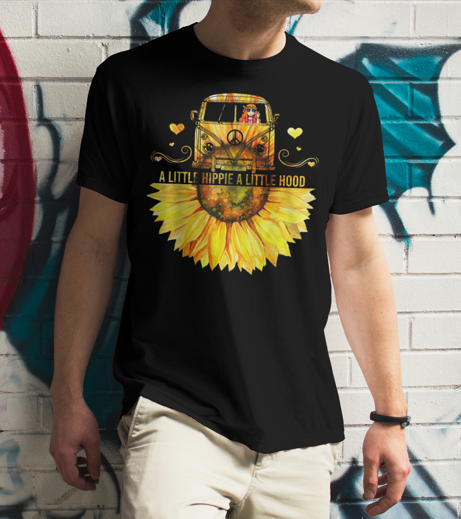 A Little Hippie A Little Hood Sunflower Bus Retro Vibes T-Shirt