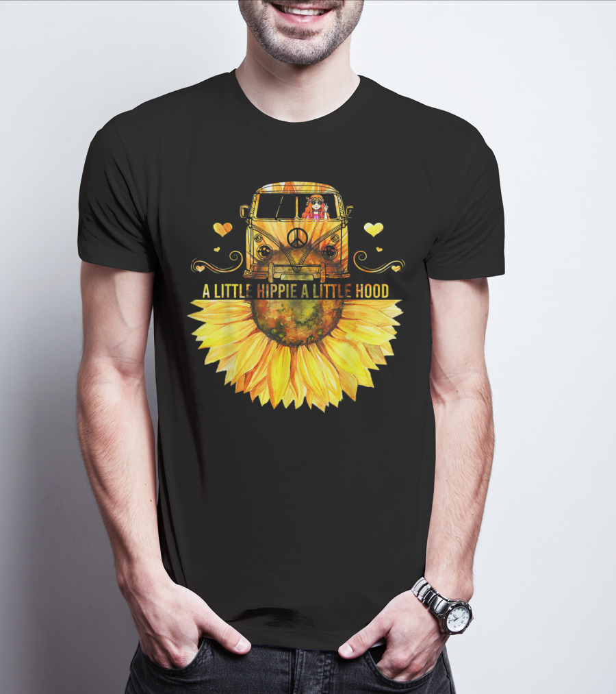 A Little Hippie A Little Hood Sunflower Bus Retro Vibes T-Shirt