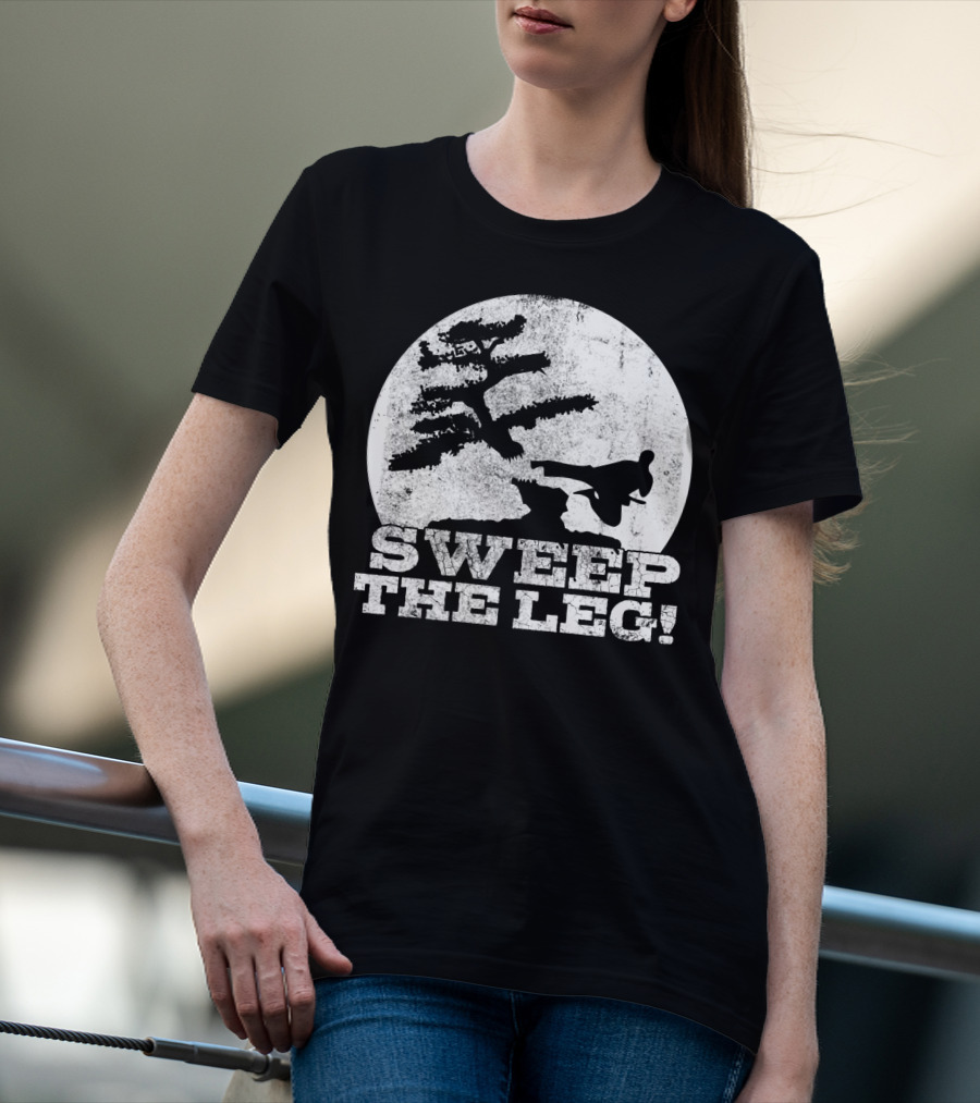 Sweep The Leg Karate Silhouette Bonsai Moon T-Shirt
