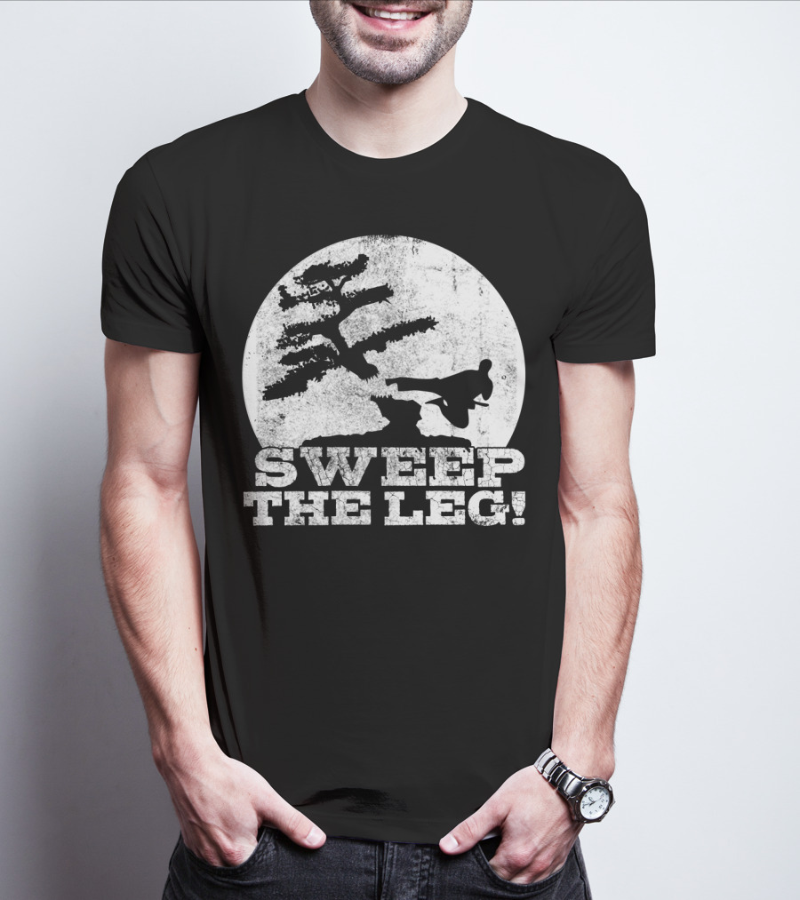 Sweep The Leg Karate Silhouette Bonsai Moon T-Shirt