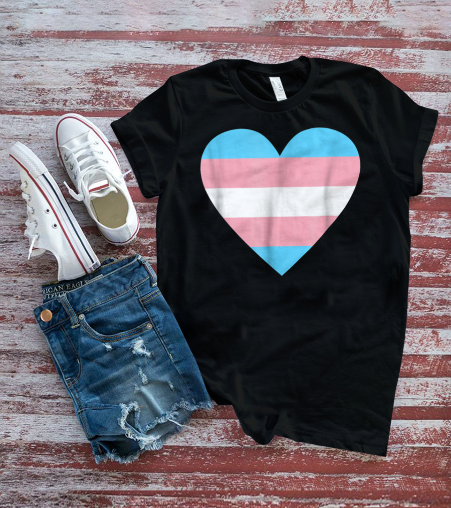 Transgender Flag Heart For Pride T-Shirt