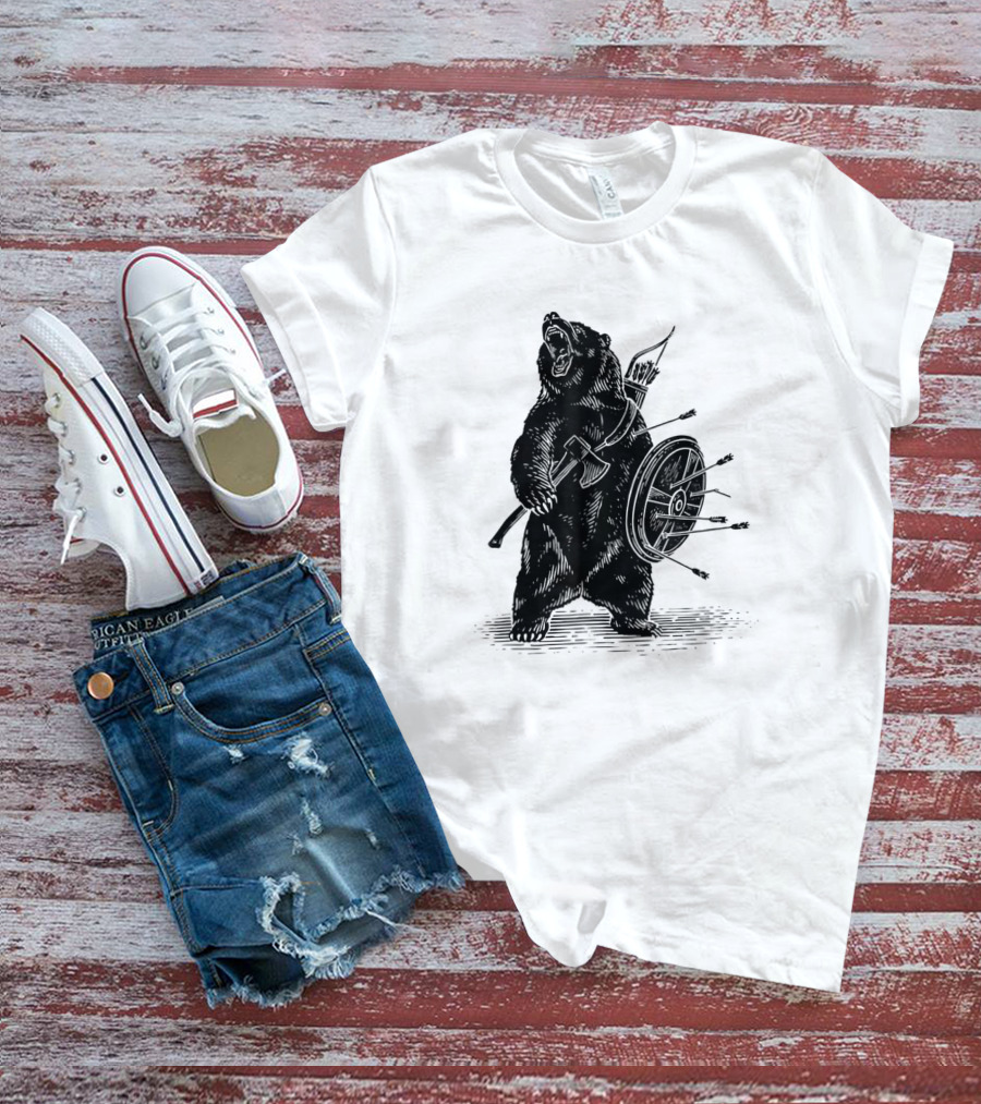 Viking Bear Warrior Polar Bear With Axe And Shield T-Shirt