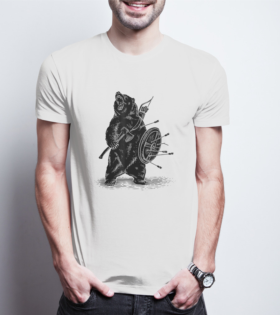 Viking Bear Warrior Polar Bear With Axe And Shield T-Shirt