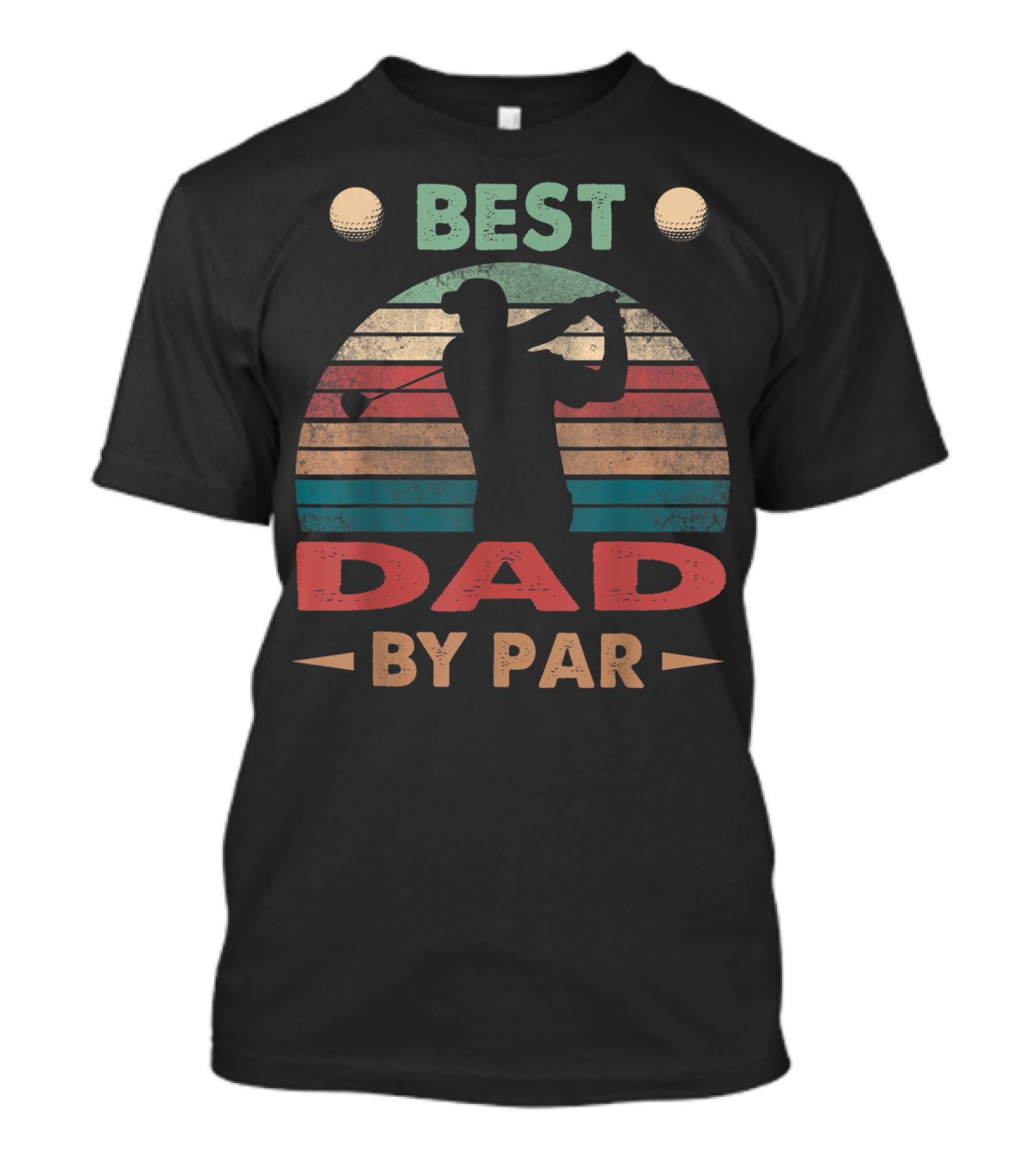 Best Dad By Par Vintage Golf Silhouette Retro Stripes T-Shirt