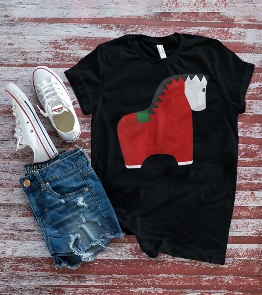 A Special Comic Horse Red Figurine With Black And White Mane T-Shirt