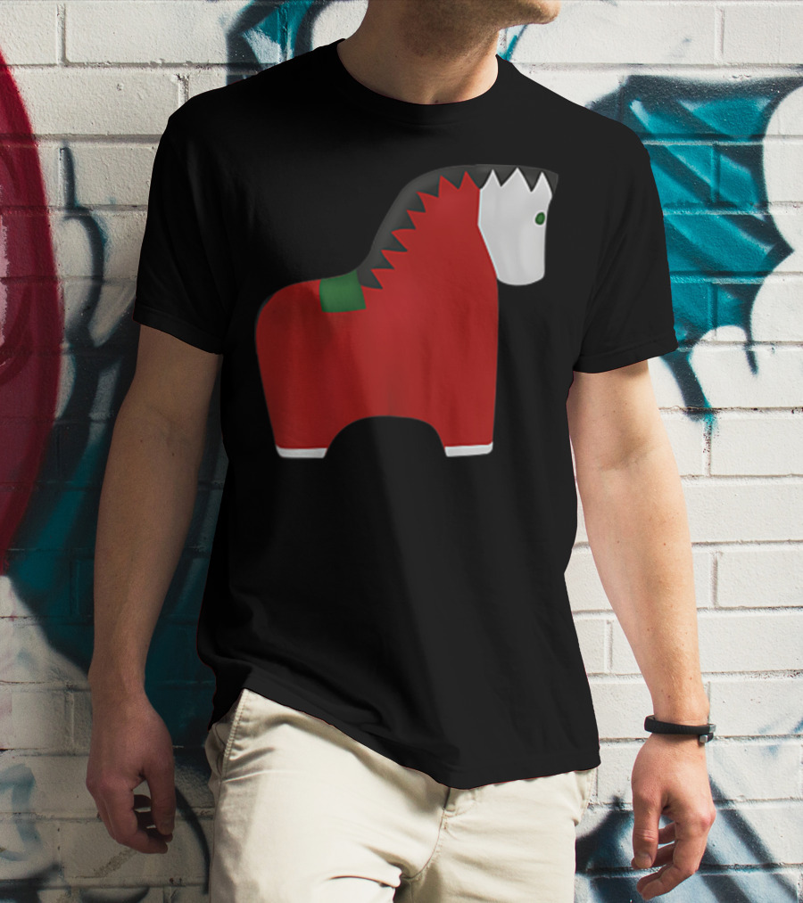 A Special Comic Horse Red Figurine With Black And White Mane T-Shirt