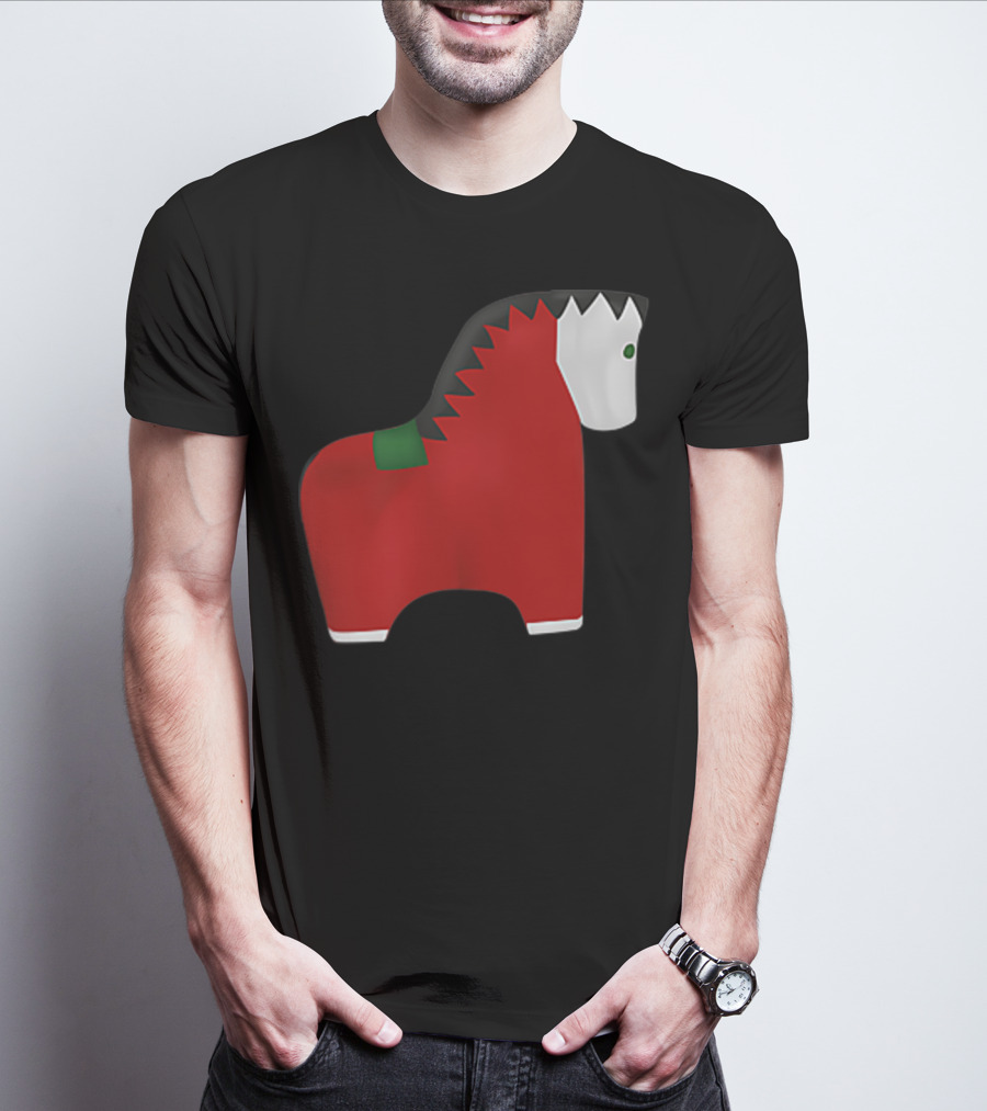 A Special Comic Horse Red Figurine With Black And White Mane T-Shirt