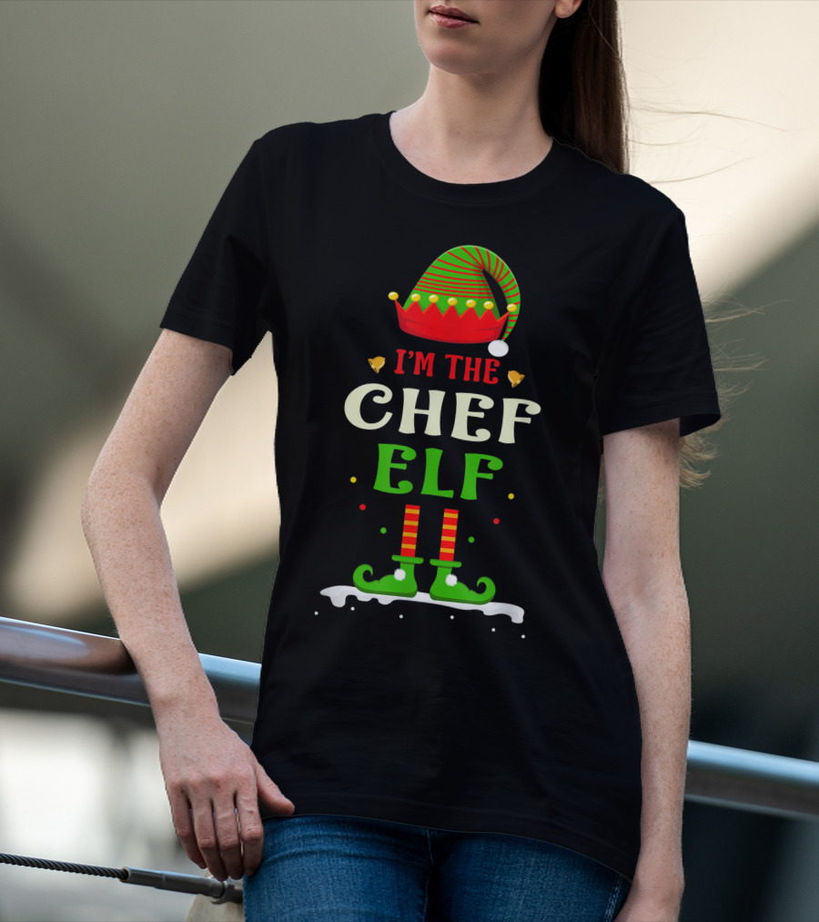 I'm The Chef Elf Christmas Hat And Striped Shoes T-Shirt