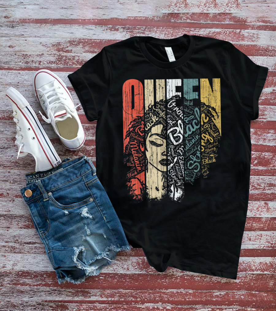 Queen Melanin Black Strong Empowered African American Woman T-Shirt