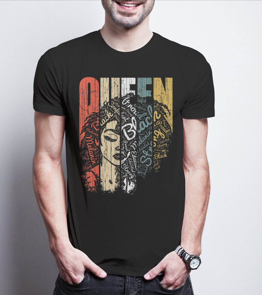 Queen Melanin Black Strong Empowered African American Woman T-Shirt