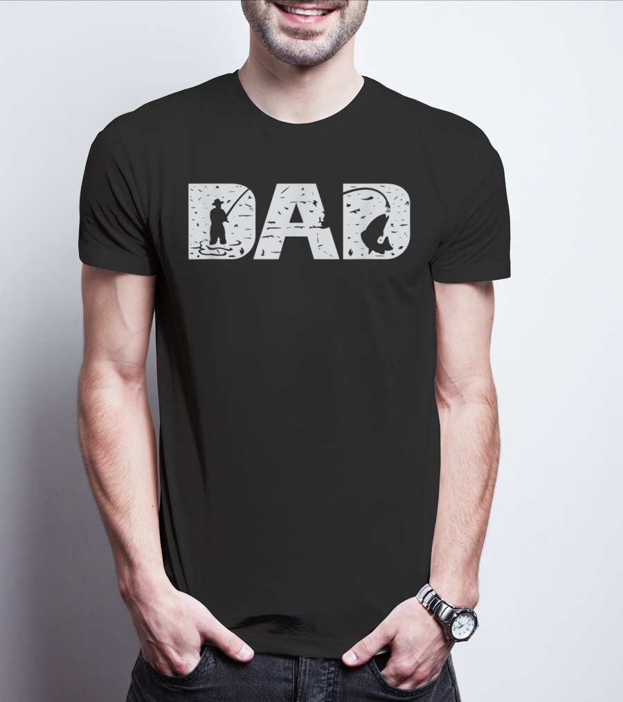 Dad Fishing Silhouette Great Father's Day T-Shirt