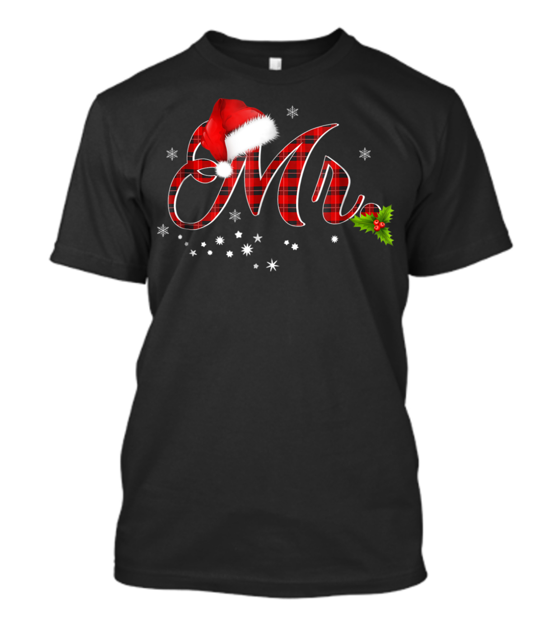 Mr Red Plaid Festive Santa Hat And Holly Matching T-Shirt