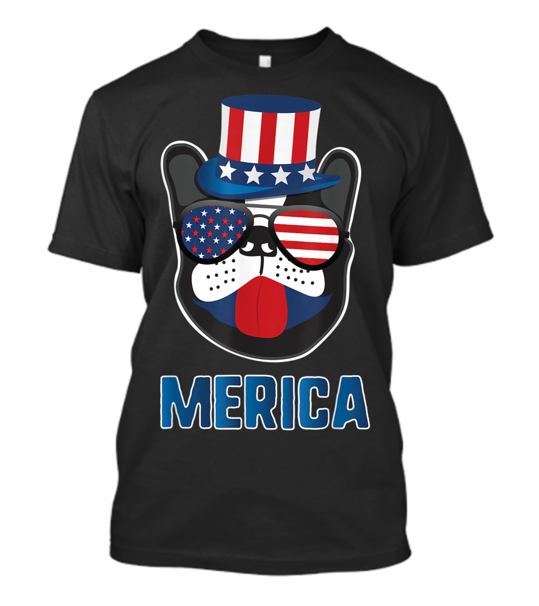 Merica Boston Terrier Dog Patriotic Uncle Sam Hat USA T-Shirt