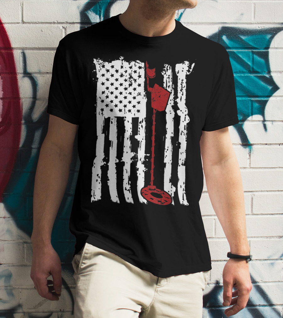 Metal Detector Vintage American Flag T-Shirt