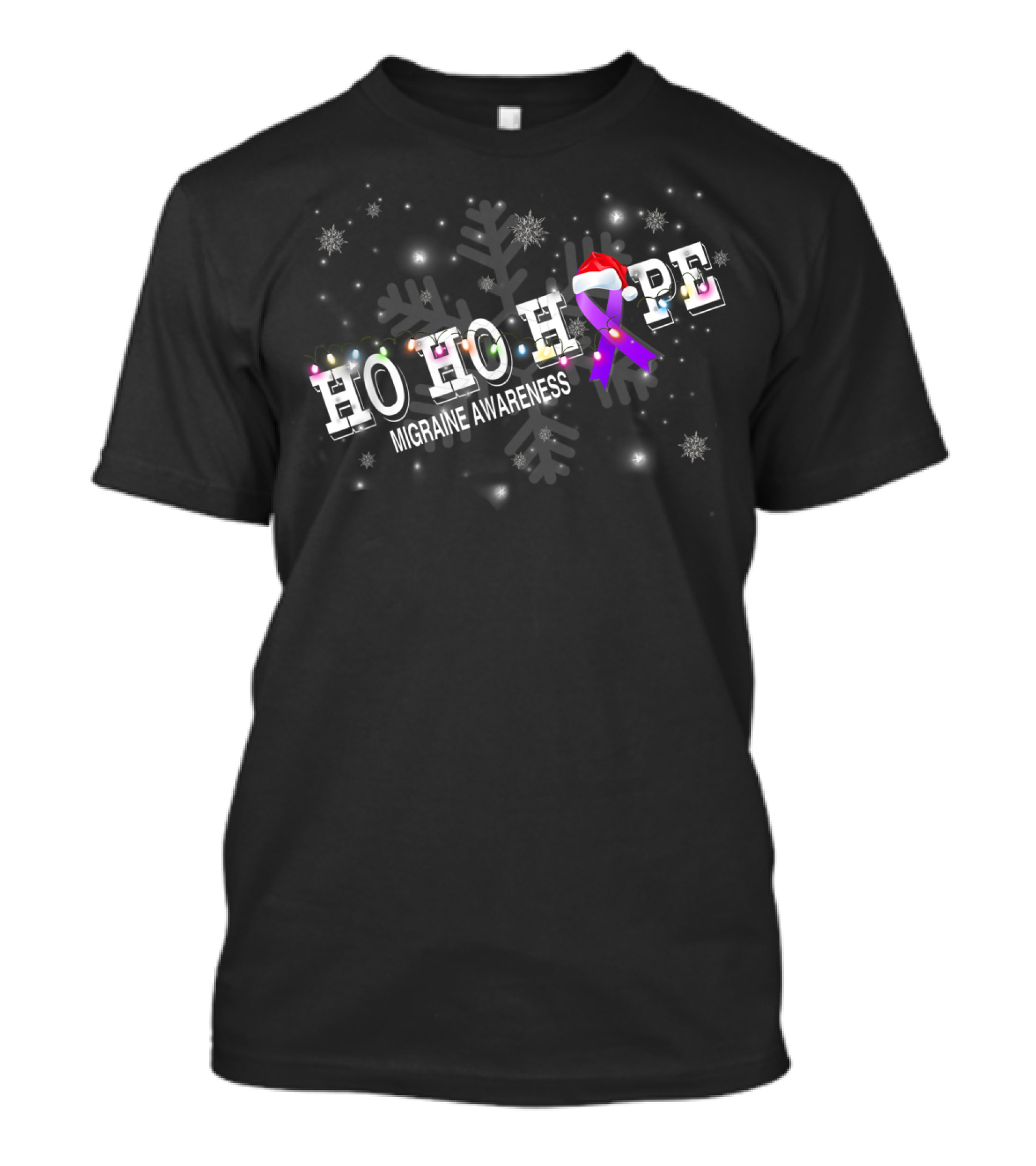 HO HO HOPE Migraine Awareness Christmas Snowflakes T-Shirt