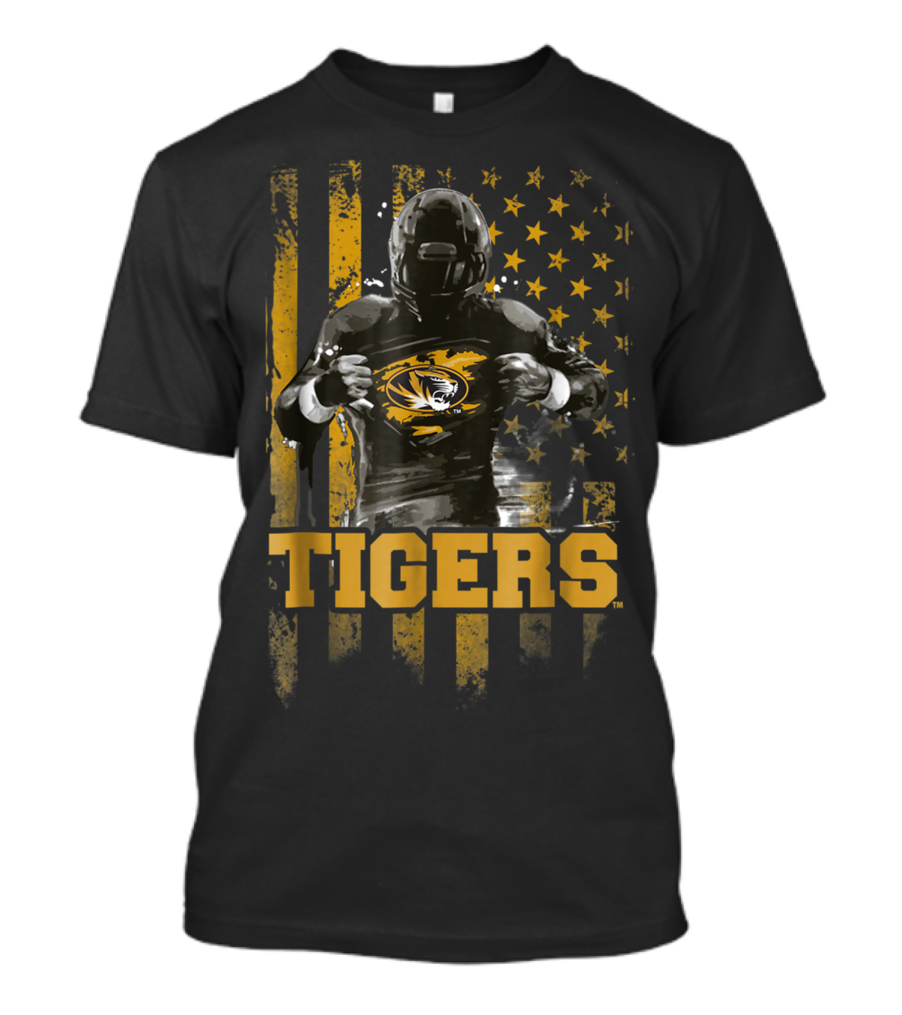 Tigers Football Mizzou Flag And Player Stars T-Shirt