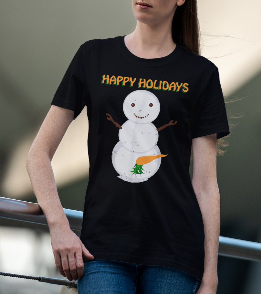 Happy Holidays Naughty Dirty Carrot Snowman T-Shirt
