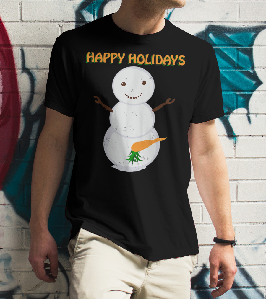 Happy Holidays Naughty Dirty Carrot Snowman T-Shirt